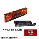 TECLADO / MOUSE SEM FIO USB C3 PRETO K-W600 BK